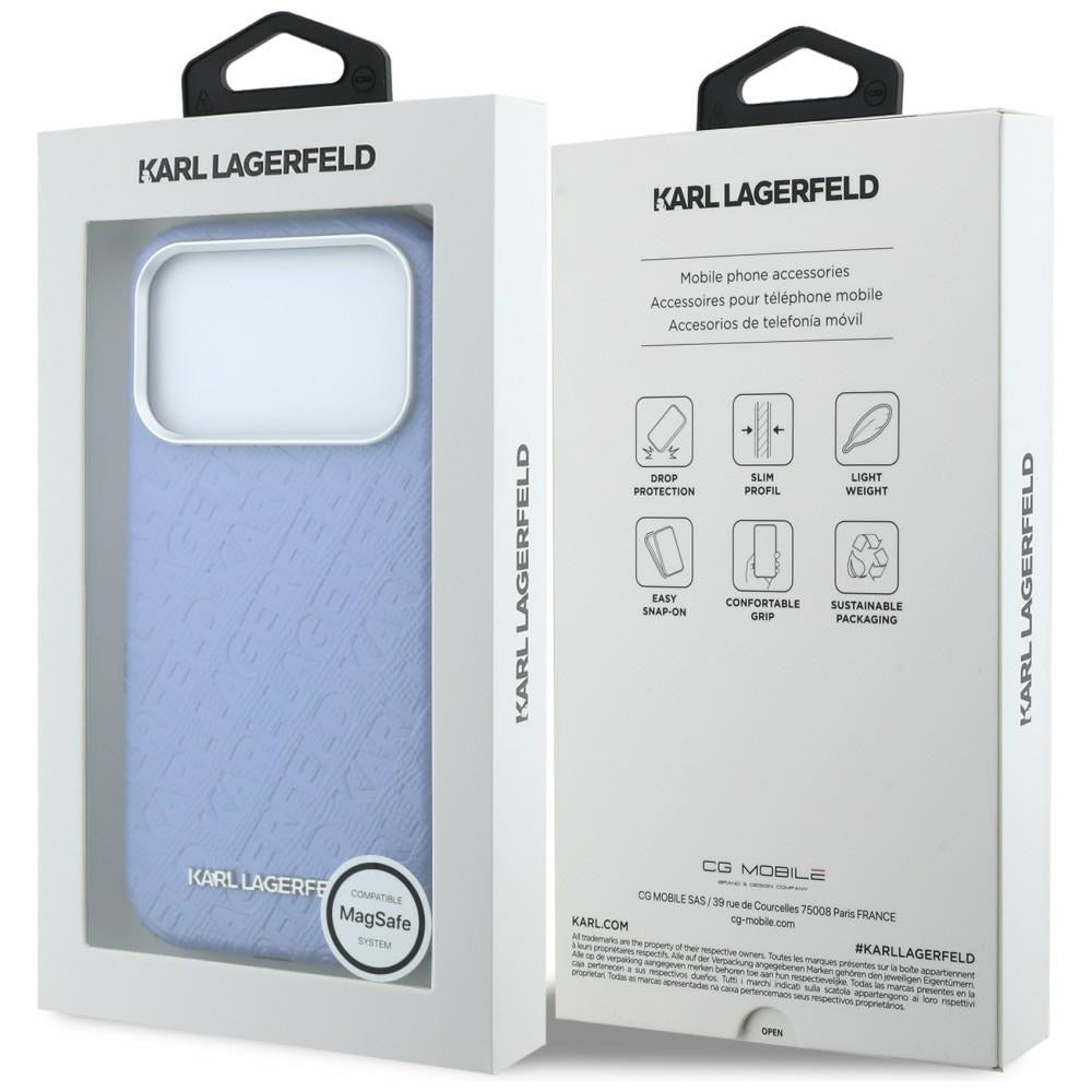 Karl Lagerfeld iPhone 17 Pro/iPhone 18 Pro Deksel Grained Allover Logo Blå
