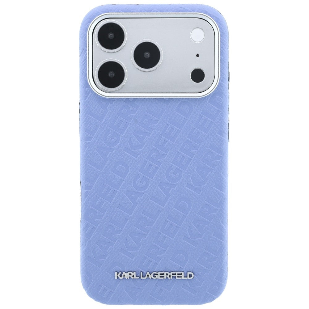 Karl Lagerfeld iPhone 17 Pro Max/iPhone 18 Pro Max Deksel Grained Allover Logo Blå