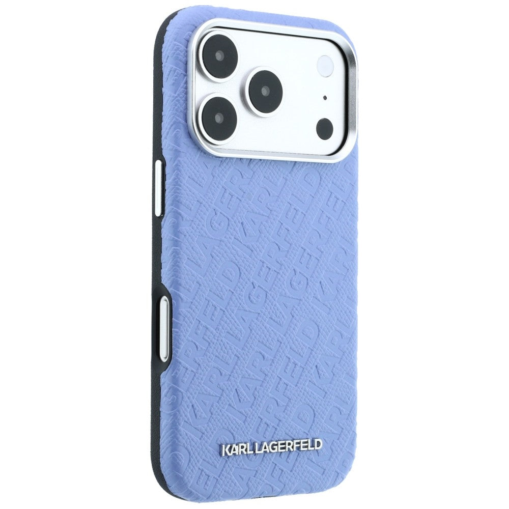 Karl Lagerfeld iPhone 17 Pro Max/iPhone 18 Pro Max Deksel Grained Allover Logo Blå