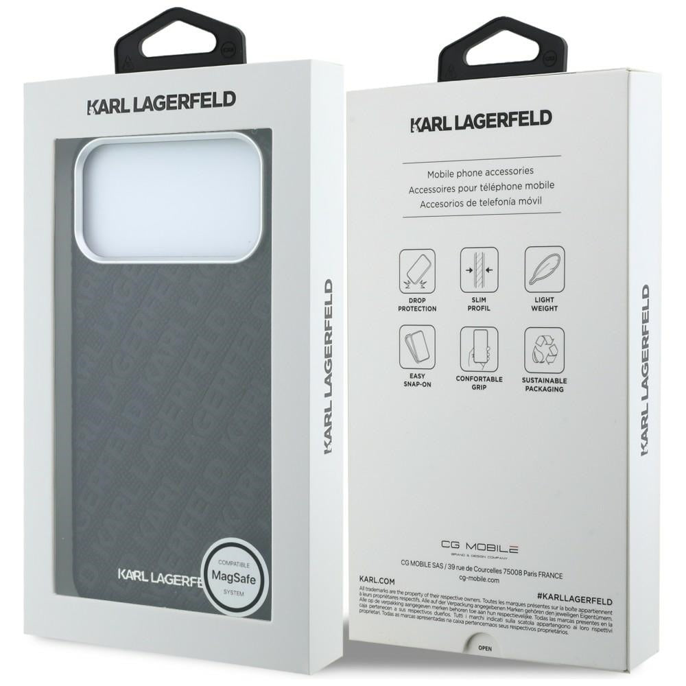 Karl Lagerfeld iPhone 17 Pro Max/iPhone 18 Pro Max Deksel Grained Allover Logo Svart