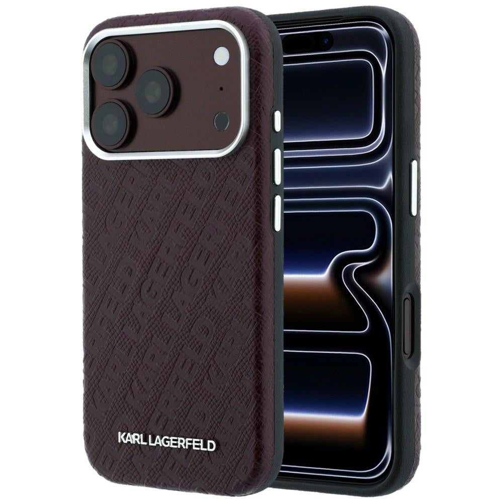 Karl Lagerfeld iPhone 17 Pro Max/iPhone 18 Pro Max Deksel Grained Allover Logo Burgundy