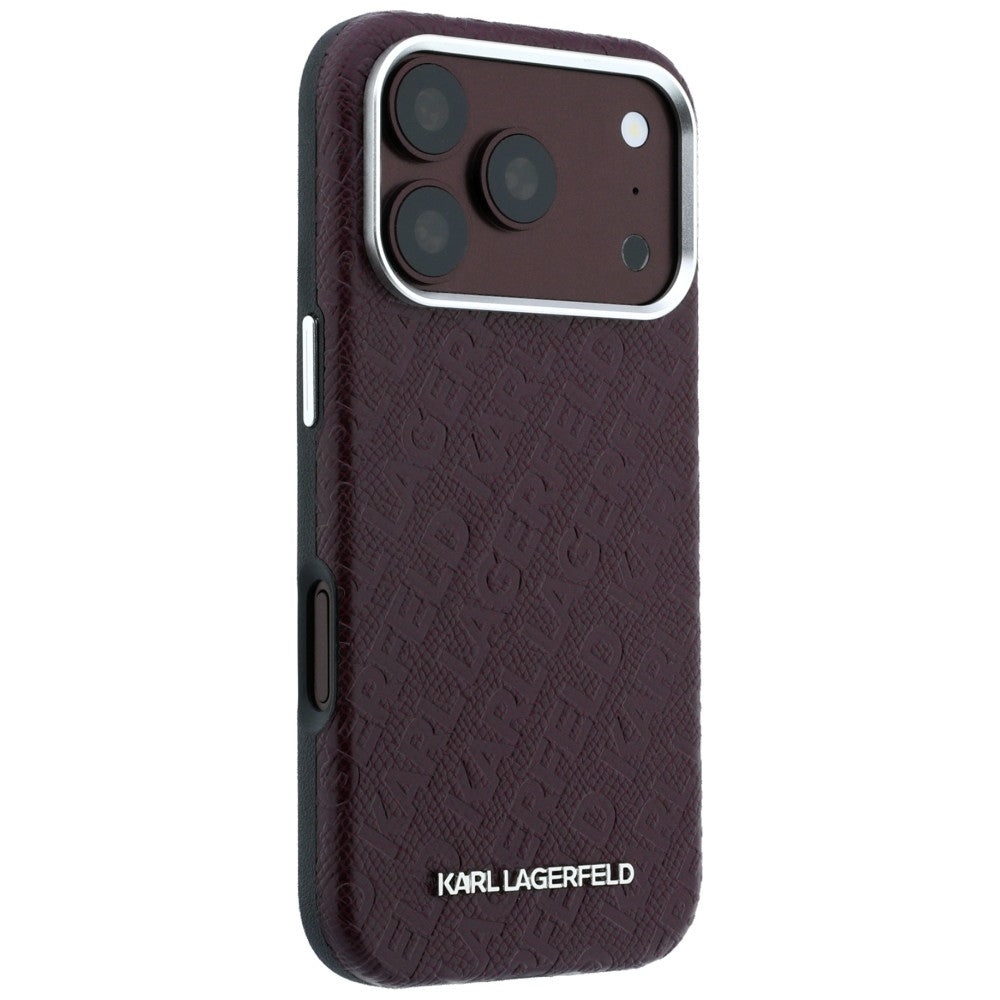 Karl Lagerfeld iPhone 17 Pro Max/iPhone 18 Pro Max Deksel Grained Allover Logo Burgundy
