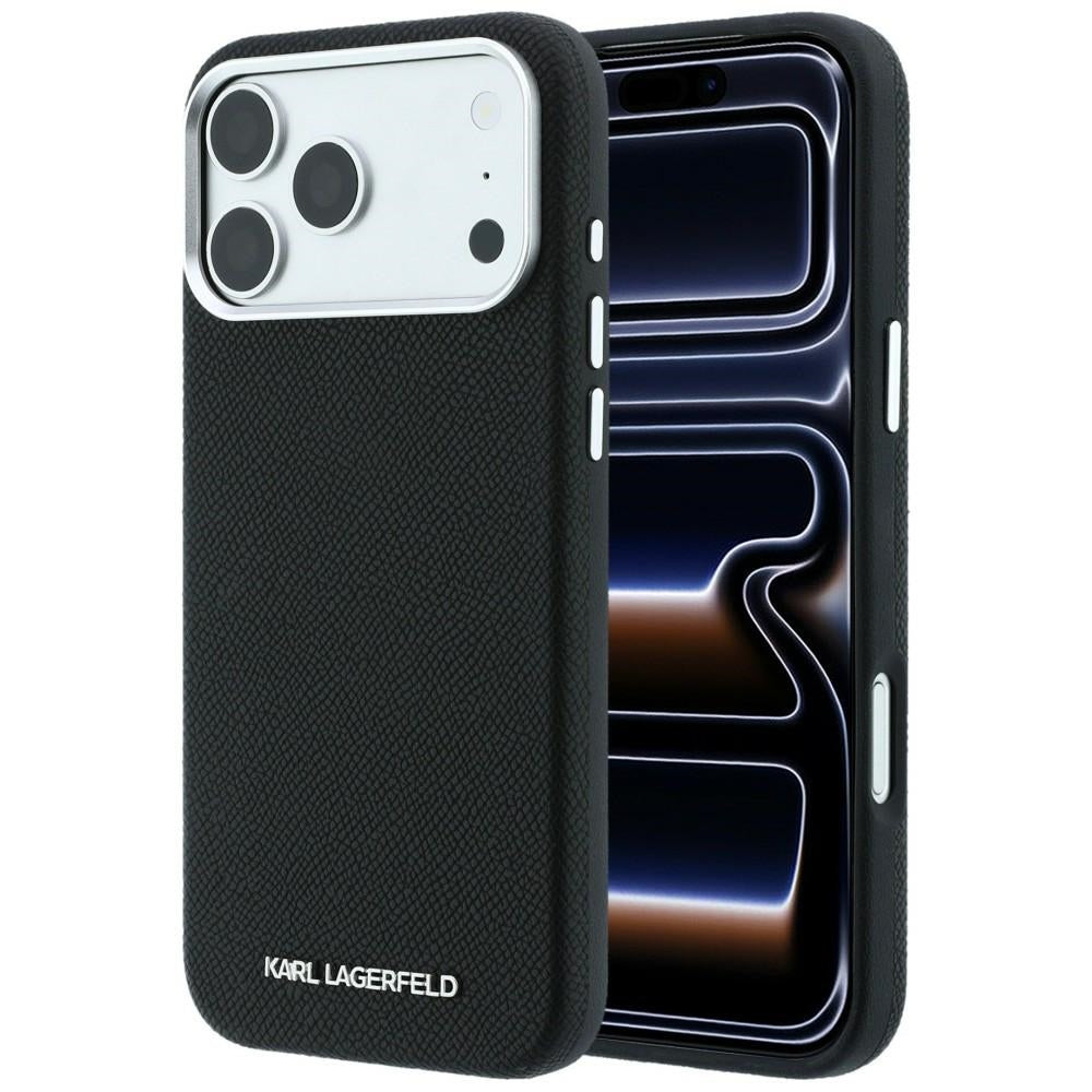 Karl Lagerfeld iPhone 17 Pro/iPhone 18 Pro Deksel Grained Elongated Logo Svart