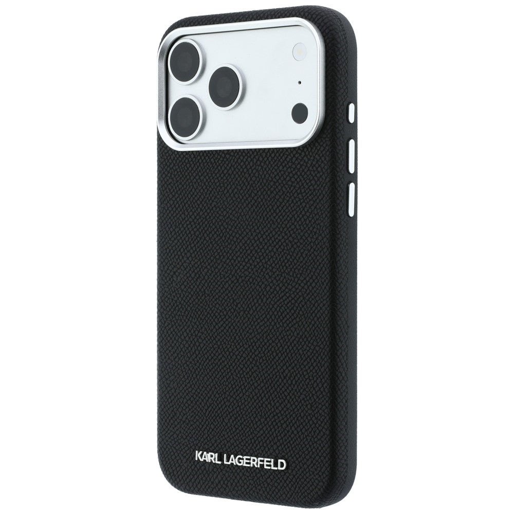 Karl Lagerfeld iPhone 17 Pro/iPhone 18 Pro Deksel Grained Elongated Logo Svart