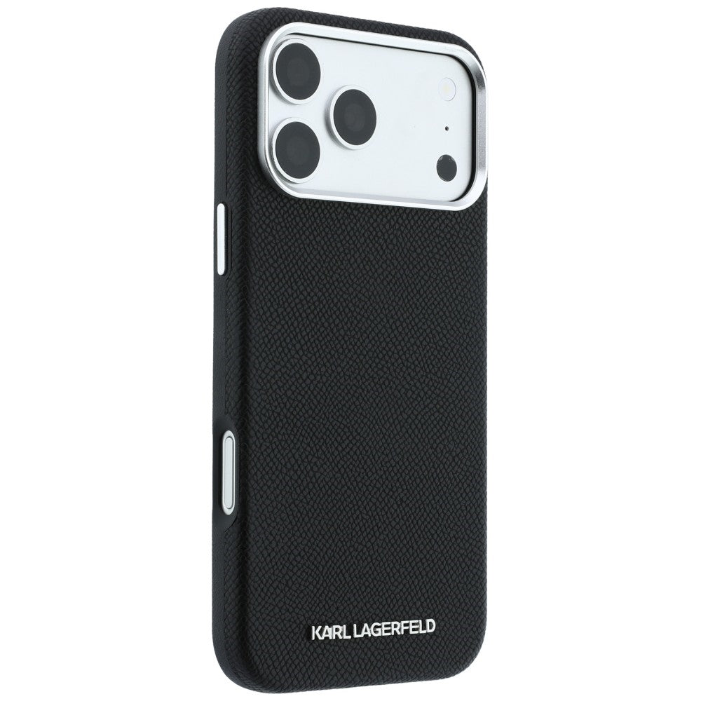 Karl Lagerfeld iPhone 17 Pro/iPhone 18 Pro Deksel Grained Elongated Logo Svart