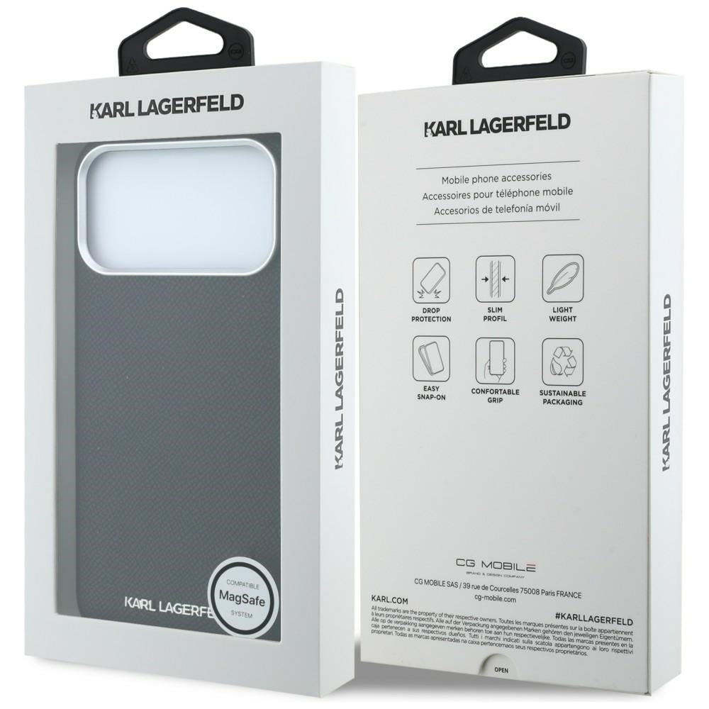 Karl Lagerfeld iPhone 17 Pro Max/iPhone 18 Pro Max Deksel Grained Elongated Logo Svart