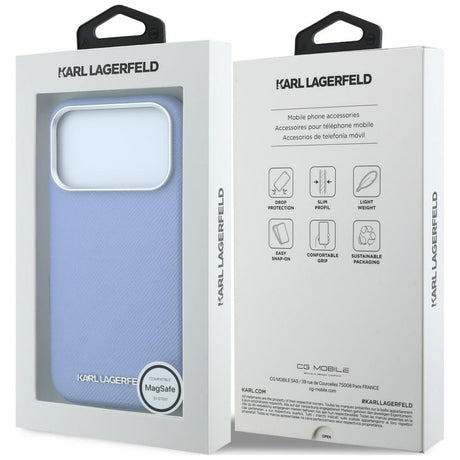 Karl Lagerfeld iPhone 17 Pro/iPhone 18 Pro Deksel Grained Elongated Logo Blå