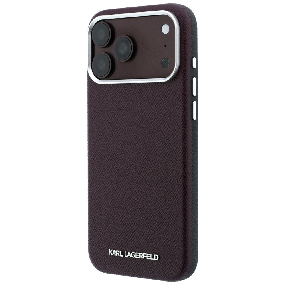 Karl Lagerfeld iPhone 17 Pro Max/iPhone 18 Pro Max Deksel Grained Elongated Logo Burgundy