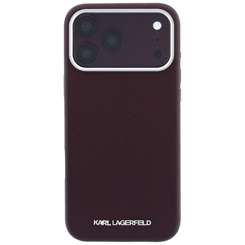 Karl Lagerfeld iPhone 17 Pro Max/iPhone 18 Pro Max Deksel Grained Elongated Logo Burgundy