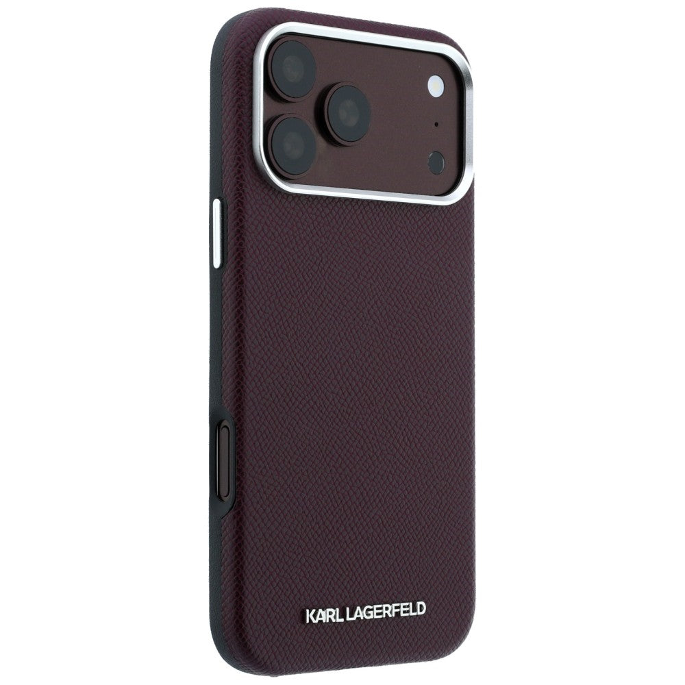 Karl Lagerfeld iPhone 17 Pro Max/iPhone 18 Pro Max Deksel Grained Elongated Logo Burgundy