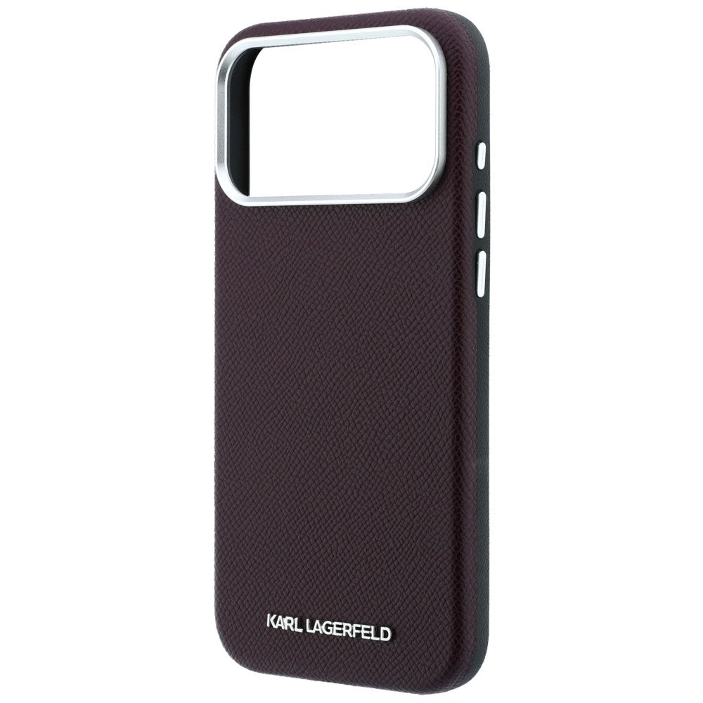 Karl Lagerfeld iPhone 17 Pro Max/iPhone 18 Pro Max Deksel Grained Elongated Logo Burgundy