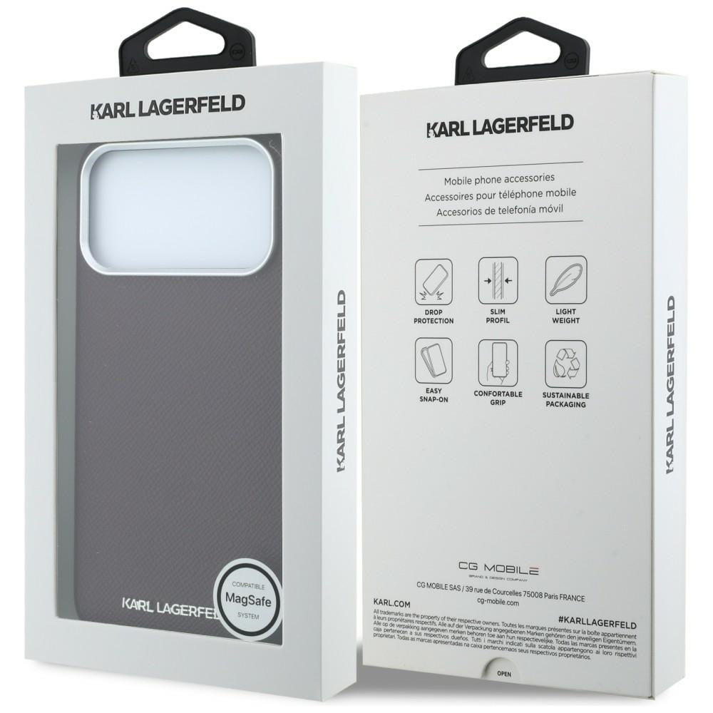 Karl Lagerfeld iPhone 17 Pro Max/iPhone 18 Pro Max Deksel Grained Elongated Logo Burgundy