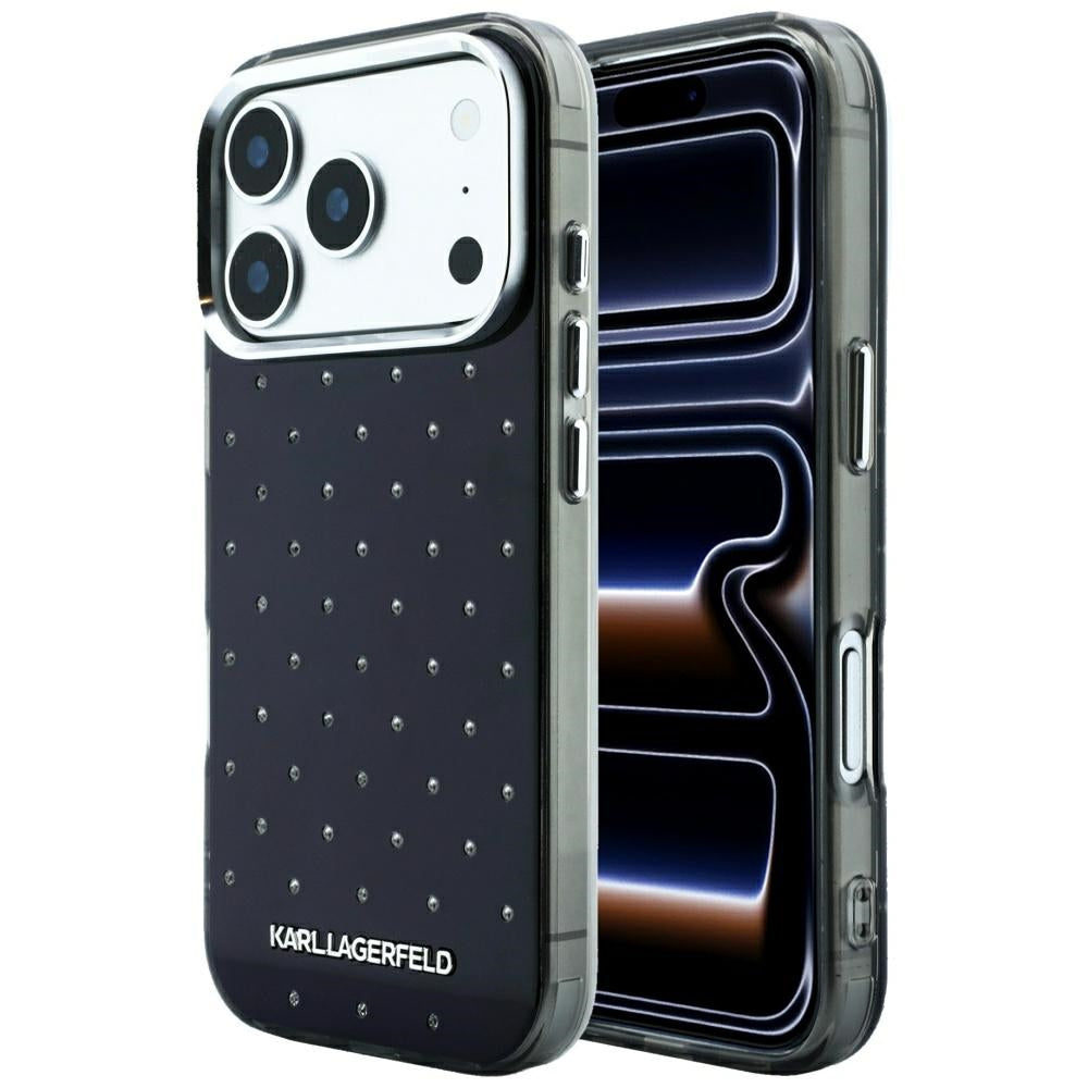 Karl Lagerfeld iPhone 17 Pro/iPhone 18 Pro Deksel Rhinestones Electroplated Logo Svart