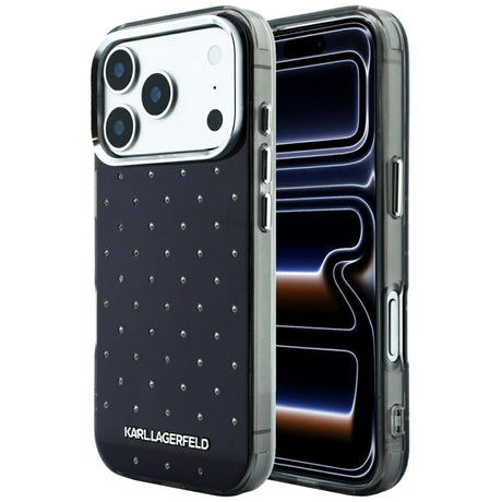Karl Lagerfeld iPhone 17 Pro/iPhone 18 Pro Deksel Rhinestones Electroplated Logo Svart