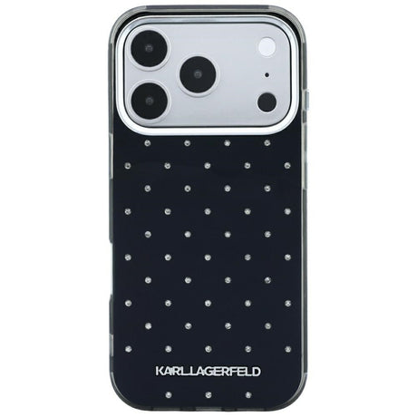 Karl Lagerfeld iPhone 17 Pro/iPhone 18 Pro Deksel Rhinestones Electroplated Logo Svart