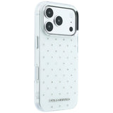 Karl Lagerfeld iPhone 17 Pro/iPhone 18 Pro Deksel med rhinsteiner, galvanisert logo, Hvit