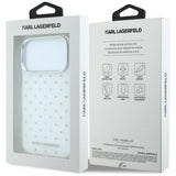 Karl Lagerfeld iPhone 17 Pro/iPhone 18 Pro Deksel med rhinsteiner, galvanisert logo, Hvit