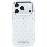 Karl Lagerfeld iPhone 17 Pro Max/iPhone 18 Pro Max Deksel Rhinestones Electroplated Logo Hvit