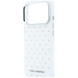 Karl Lagerfeld iPhone 17 Pro Max/iPhone 18 Pro Max Deksel Rhinestones Electroplated Logo Hvit