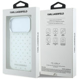 Karl Lagerfeld iPhone 17 Pro Max/iPhone 18 Pro Max Deksel Rhinestones Electroplated Logo Hvit