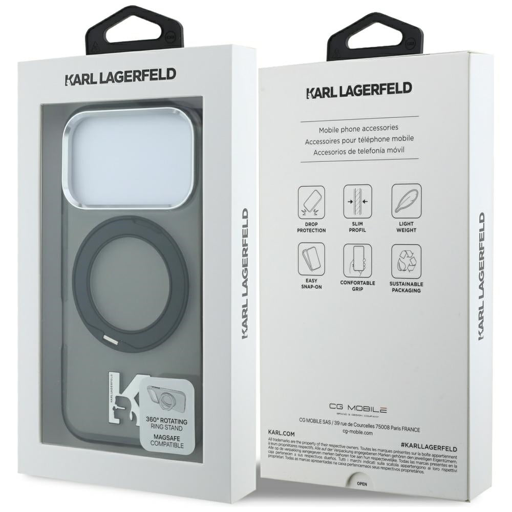 Karl Lagerfeld iPhone 17 Pro Max/iPhone 18 Pro Max Deksel Ring Stand Kameo Svart