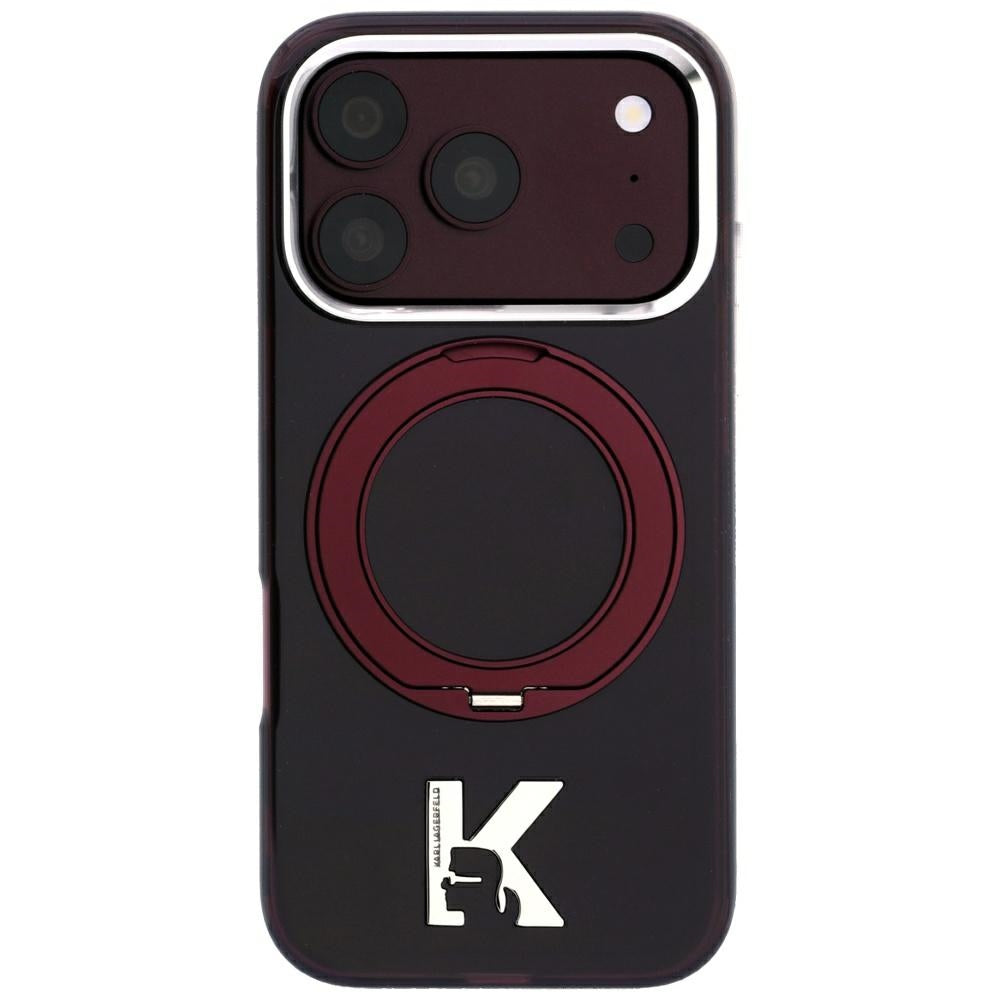 Karl Lagerfeld iPhone 17 Pro Max/iPhone 18 Pro Max Deksel Ringstativ Kameo burgunder