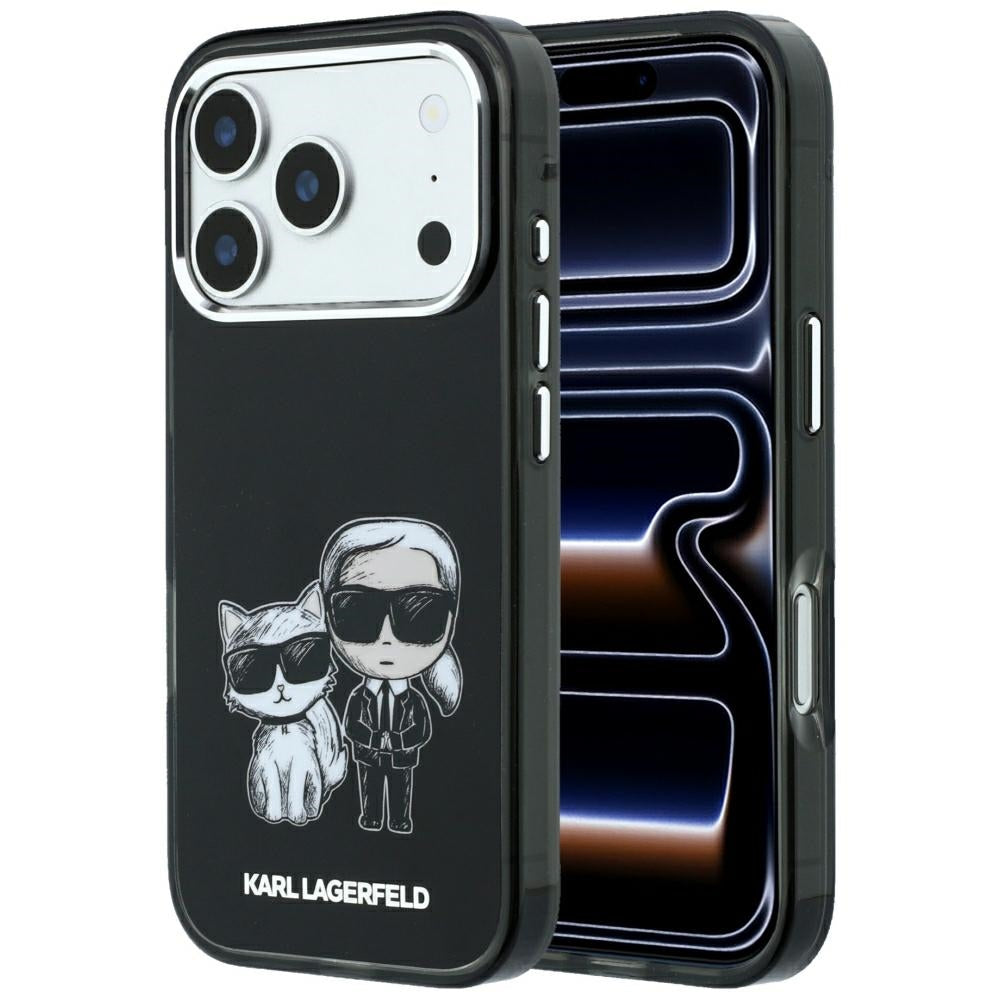 Karl Lagerfeld iPhone 17 Pro Max/iPhone 18 Pro Max Deksel Karl & Choupette Sketch Svart