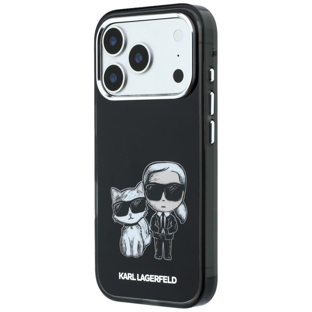 Karl Lagerfeld iPhone 17 Pro Max/iPhone 18 Pro Max Deksel Karl & Choupette Sketch Svart