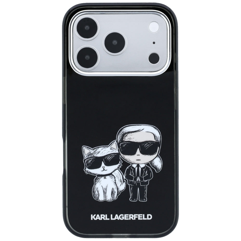 Karl Lagerfeld iPhone 17 Pro Max/iPhone 18 Pro Max Deksel Karl & Choupette Sketch Svart