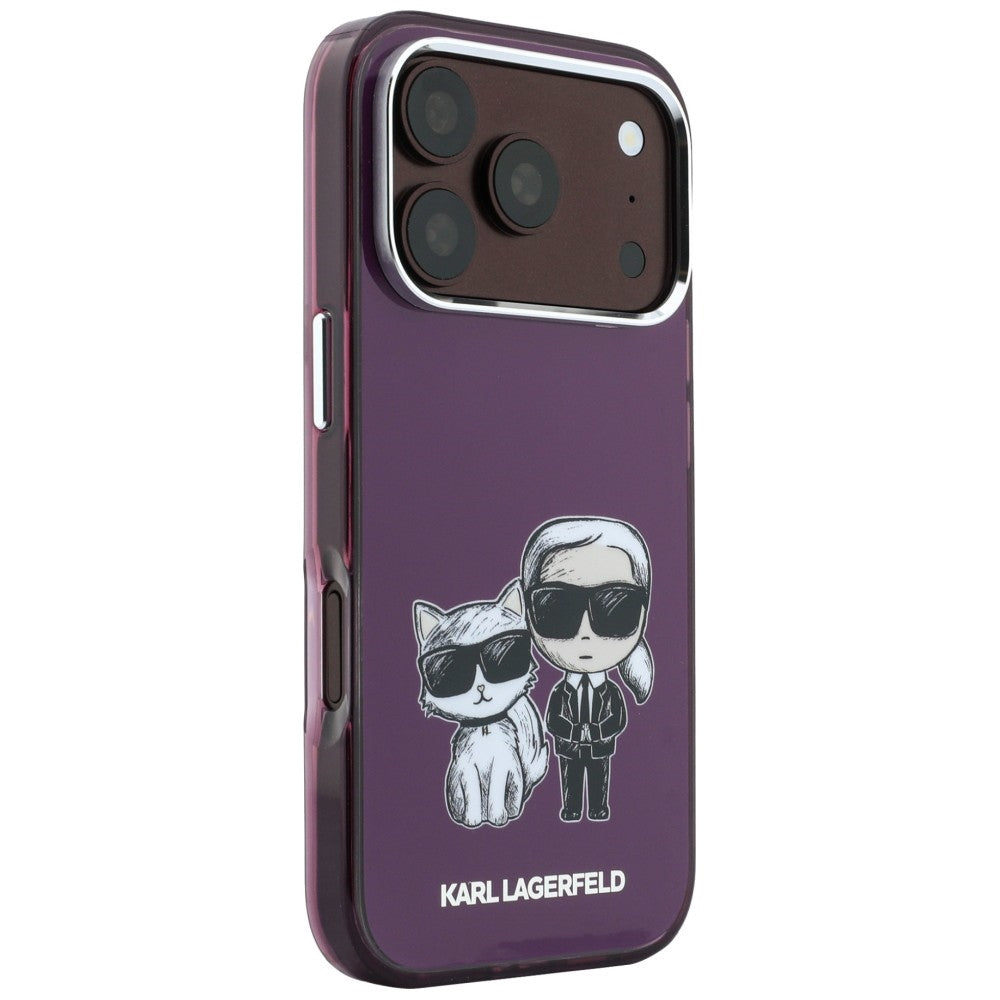 Karl Lagerfeld iPhone 17 Pro/iPhone 18 Pro Deksel Karl & Choupette Sketch Burgundy