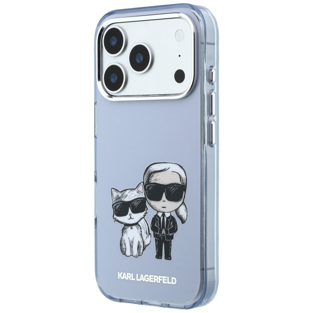 Karl Lagerfeld iPhone 17 Pro/iPhone 18 Pro Deksel Karl & Choupette Sketch Blå
