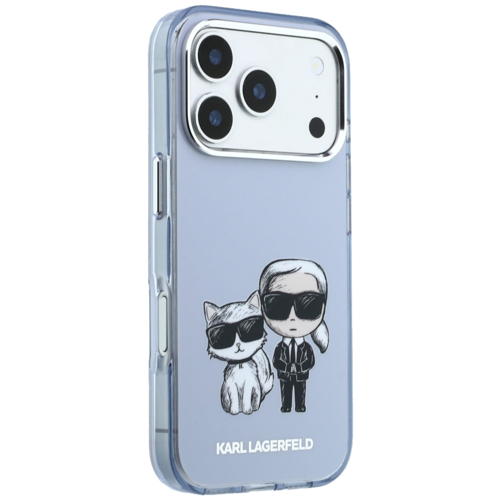 Karl Lagerfeld iPhone 17 Pro/iPhone 18 Pro Deksel Karl & Choupette Sketch Blå