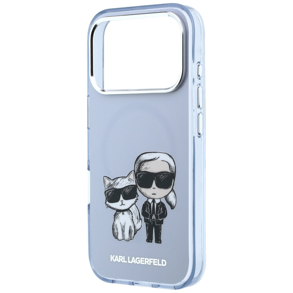 Karl Lagerfeld iPhone 17 Pro/iPhone 18 Pro Deksel Karl & Choupette Sketch Blå