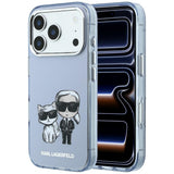 Karl Lagerfeld iPhone 17 Pro Max/iPhone 18 Pro Max Deksel Karl & Choupette Sketch Blå