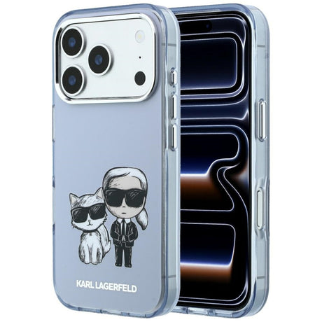 Karl Lagerfeld iPhone 17 Pro Max/iPhone 18 Pro Max Deksel Karl & Choupette Sketch Blå