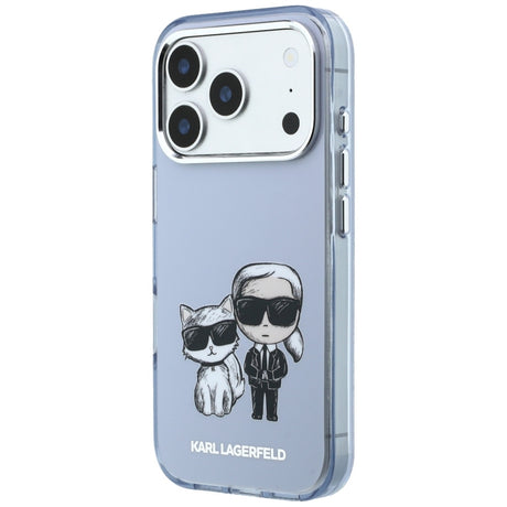 Karl Lagerfeld iPhone 17 Pro Max/iPhone 18 Pro Max Deksel Karl & Choupette Sketch Blå