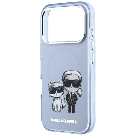 Karl Lagerfeld iPhone 17 Pro Max/iPhone 18 Pro Max Deksel Karl & Choupette Sketch Blå