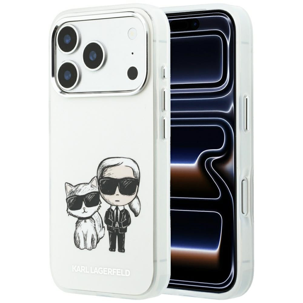 Karl Lagerfeld iPhone 17 Pro/iPhone 18 Pro Deksel Karl & Choupette Sketch Beige