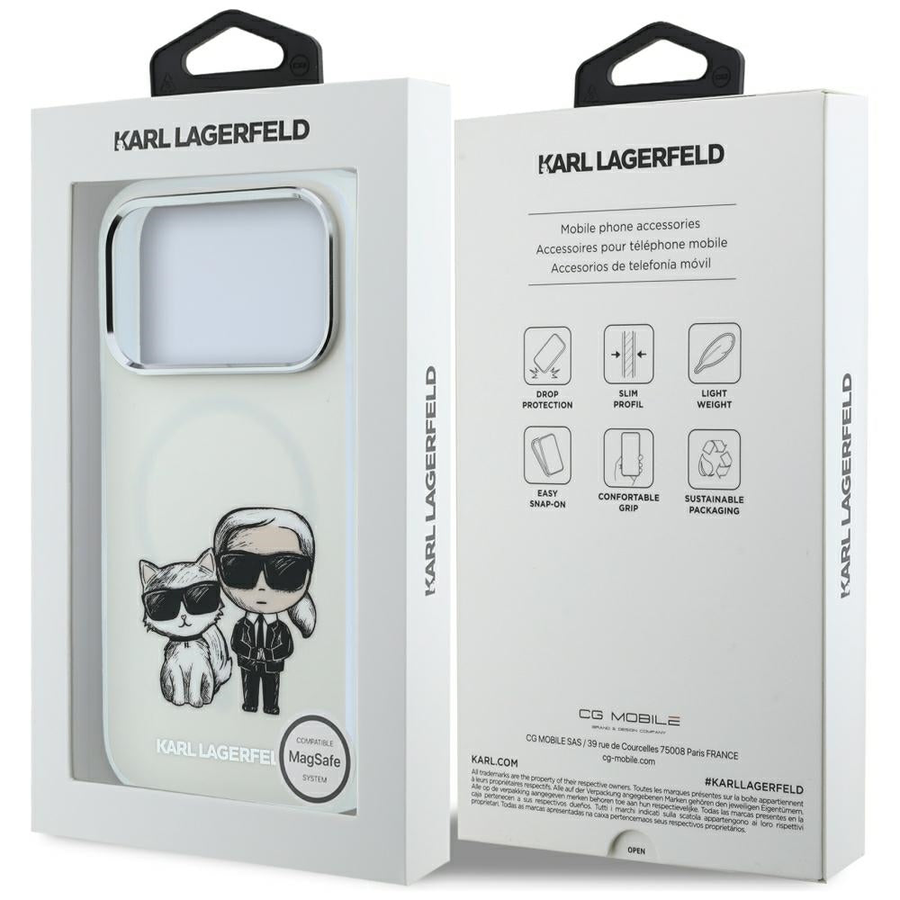 Karl Lagerfeld iPhone 17 Pro Max/iPhone 18 Pro Max Deksel Karl & Choupette Sketch Beige