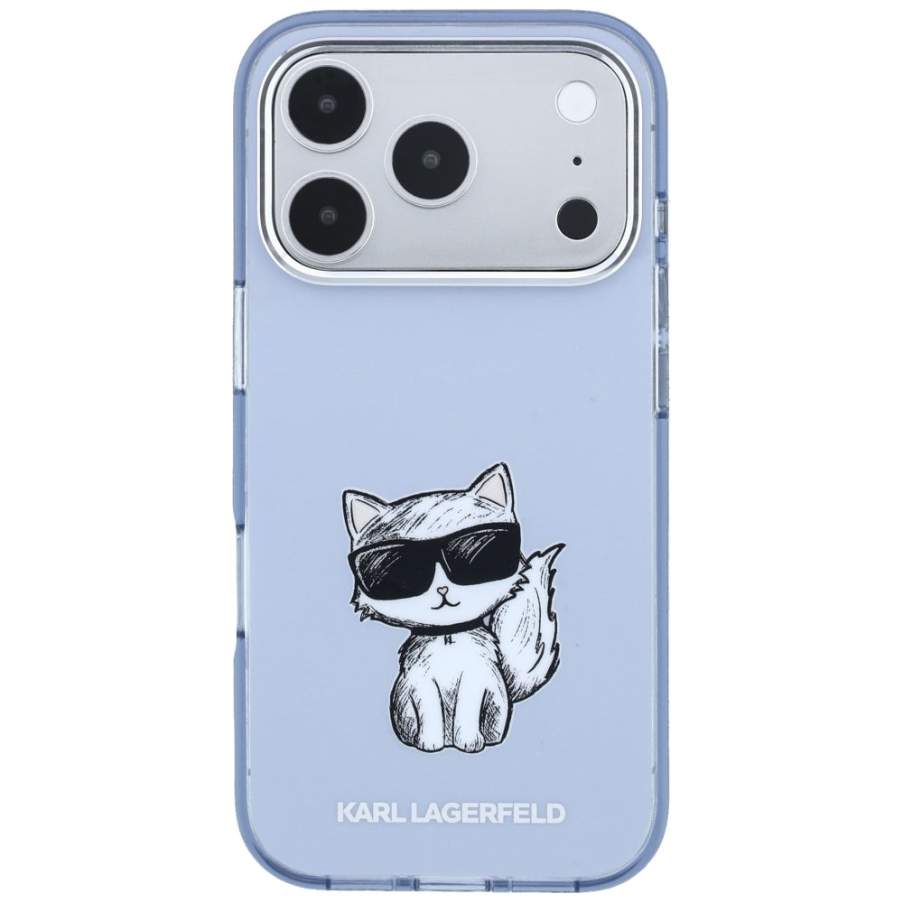 Karl Lagerfeld iPhone 17 Pro/iPhone 18 Pro Deksel Choupette Sketch Blå