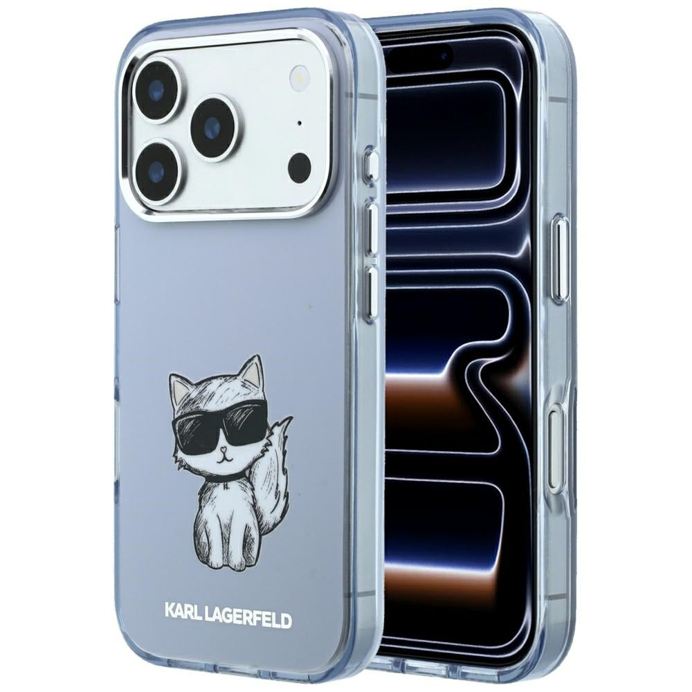 Karl Lagerfeld iPhone 17 Pro Max/iPhone 18 Pro Max Deksel Choupette Sketch Blå