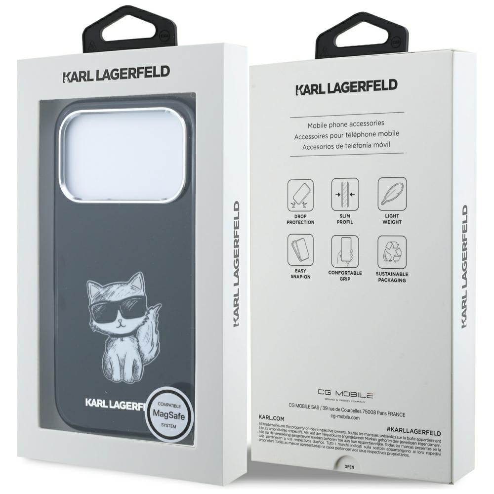 Karl Lagerfeld iPhone 17 Pro/iPhone 18 Pro Deksel Choupette Sketch Svart
