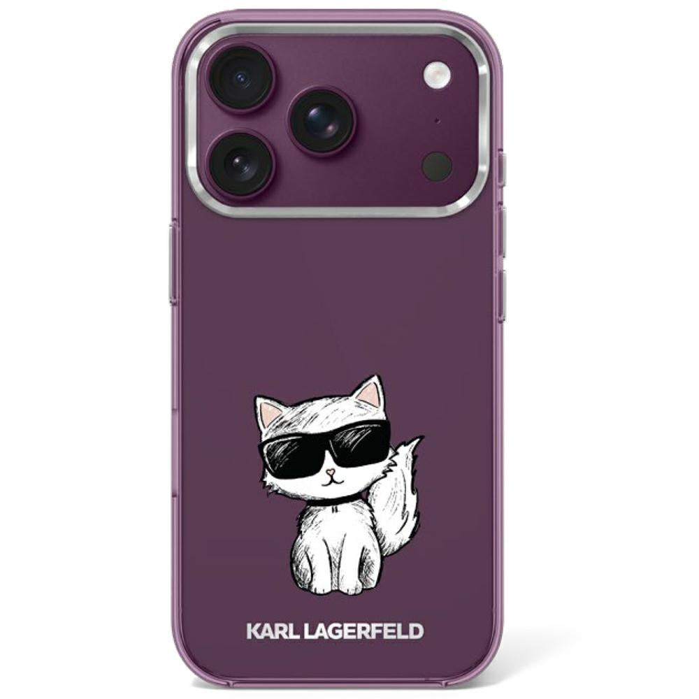 Karl Lagerfeld iPhone 17 Pro/iPhone 18 Pro Deksel Choupette Sketch Burgundy