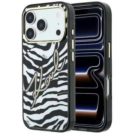Karl Lagerfeld iPhone 17 Pro/iPhone 18 Pro Deksel Zebra Glitter Gull