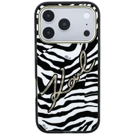 Karl Lagerfeld iPhone 17 Pro/iPhone 18 Pro Deksel Zebra Glitter Gull