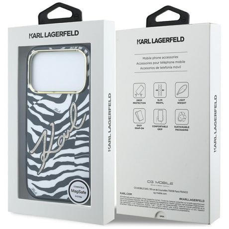 Karl Lagerfeld iPhone 17 Pro/iPhone 18 Pro Deksel Zebra Glitter Gull