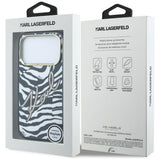 Karl Lagerfeld-deksel til iPhone 17 Pro Max/iPhone 18 Pro Max med sebramønster, glitter og Gull