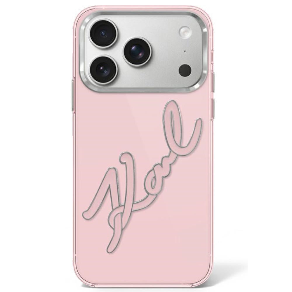 Karl Lagerfeld iPhone 17 Pro/iPhone 18 Pro Deksel Big Signature Rosa