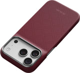 Pitaka iPhone 17 Pro/iPhone 18 Pro Deksel Edge MagSafe Argyle Burgundy
