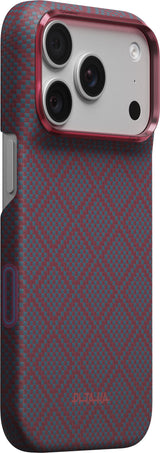 Pitaka iPhone 17 Pro/iPhone 18 Pro Deksel Edge MagSafe Argyle Blue's Red